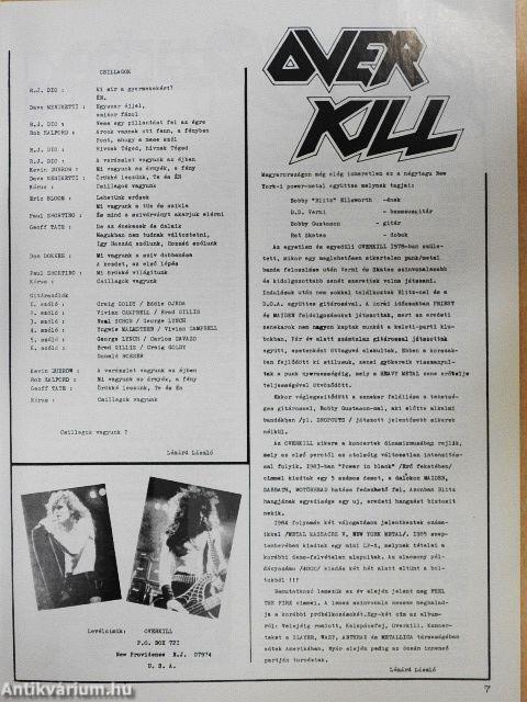 Metallica Hungarica 1986. november