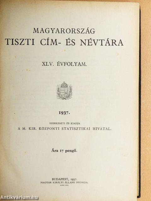 Magyarország tiszti cím- és névtára 1937.