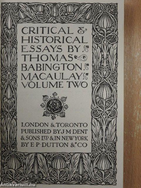 Critical & Historical Essays by Thomas Babington Macaulay II.