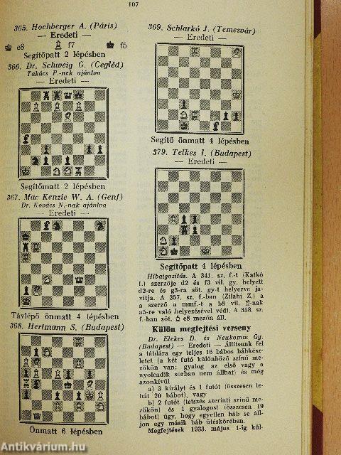 Magyar Sakkvilág 1933. január-december