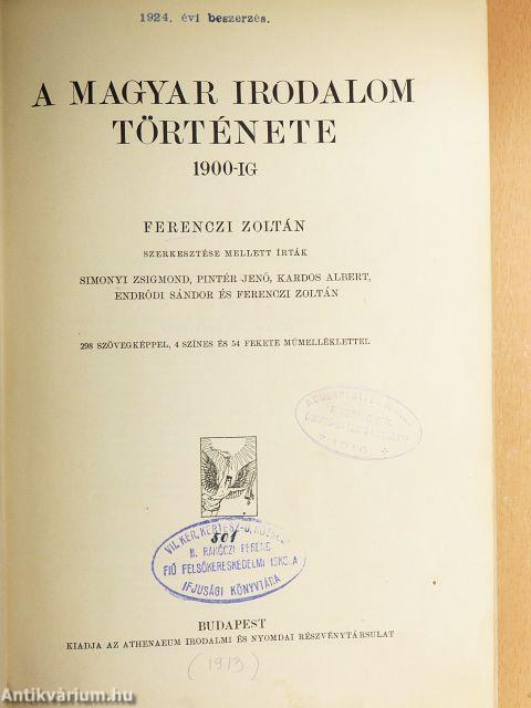 A magyar irodalom története 1900-ig