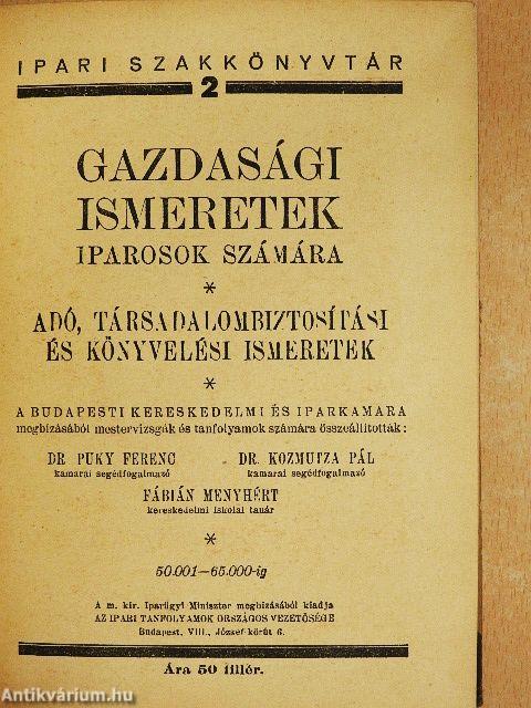 Gazdasági ismeretek iparosok számára