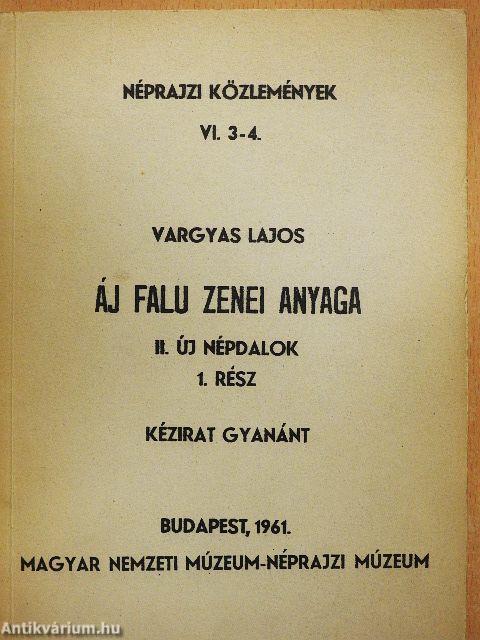 Néprajzi közlemények VI. 3-4.