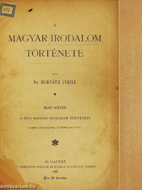 A régi magyar irodalom története