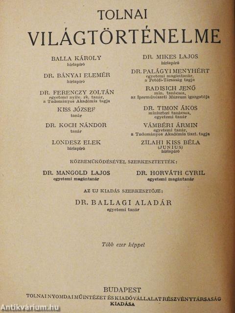 Tolnai Világtörténelme 1-20.