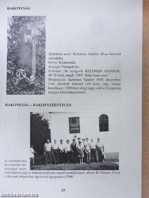 Negyvennyolcas emlékművek, honvédsírok Veszprém megyében