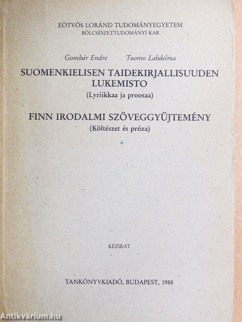 Finn irodalmi szöveggyűjtemény/Suomenkielisen taidekirjallisuuden lukemisto