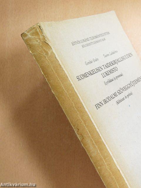 Finn irodalmi szöveggyűjtemény/Suomenkielisen taidekirjallisuuden lukemisto