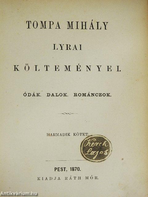 Tompa Mihály lyrai költeményei III. (töredék)