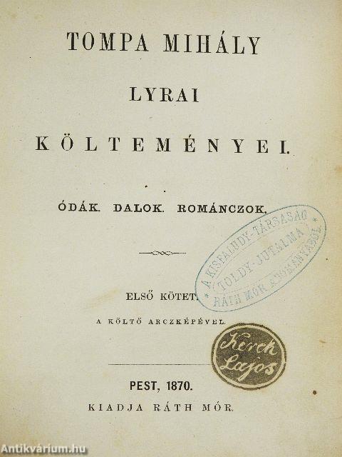 Tompa Mihály lyrai költeményei I. (töredék)