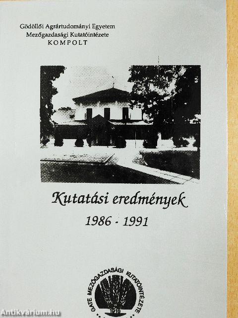 Kutatási eredmények 1986-1991
