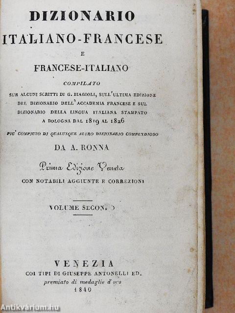 Dizionario Italiano-Francese e Francese-Italiano II.
