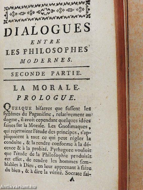 Dialogues entre les Philosophes Modernes I-II. (töredék)