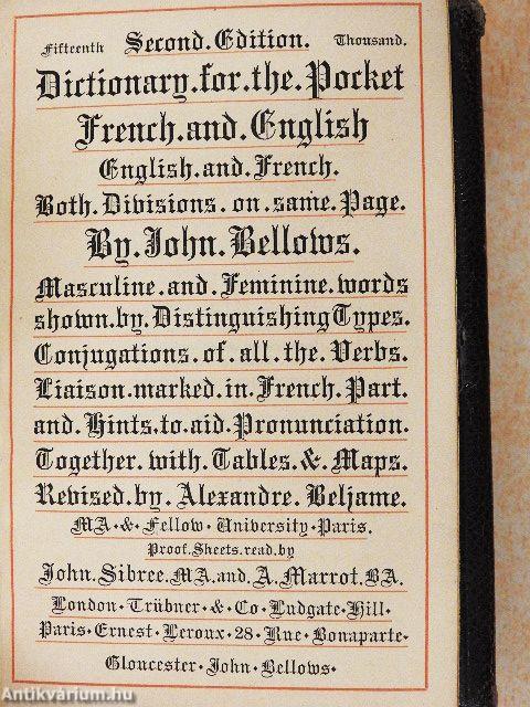 Second Edition Dictionary for the Pocket, French and English, English and French