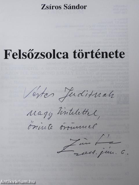 Felsőzsolca története (dedikált példány)