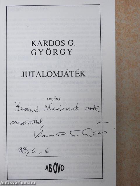 Jutalomjáték (dedikált példány)