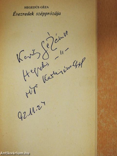 Évezredek szépprózája (dedikált példány)