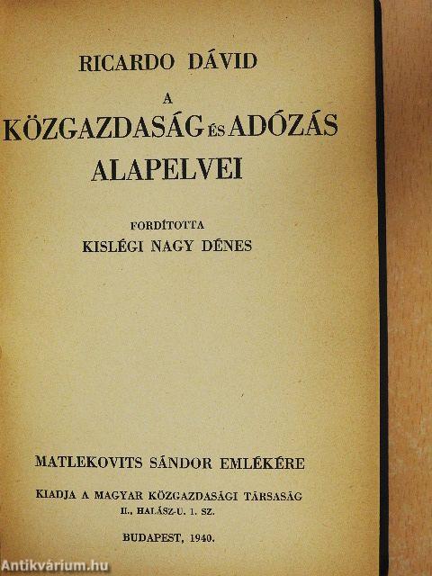 A közgazdaság és adózás alapelvei