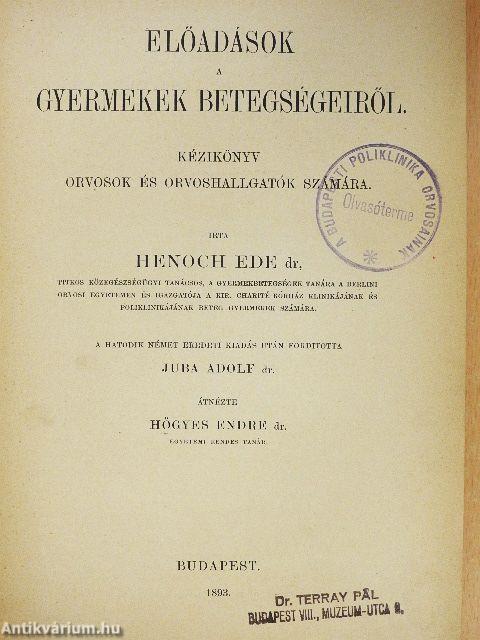 Előadások a gyermekek betegségeiről