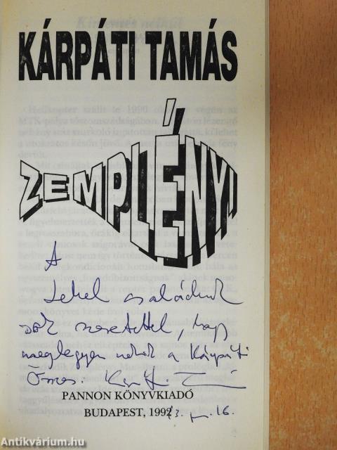 Zemplényi (dedikált példány)
