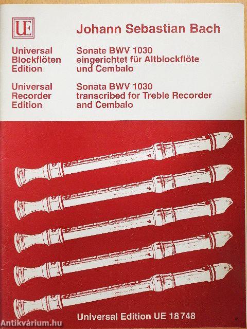 Sonate BWV 1030 eingerichtet für Altblockflöte und Cembalo