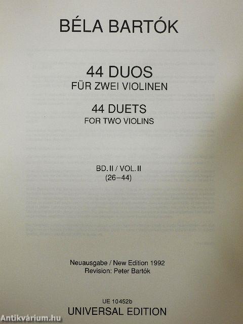 44 Duos für Zwei Violinen II.
