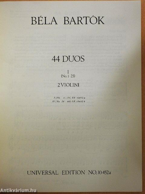44 Duos für Zwei Violinen I.