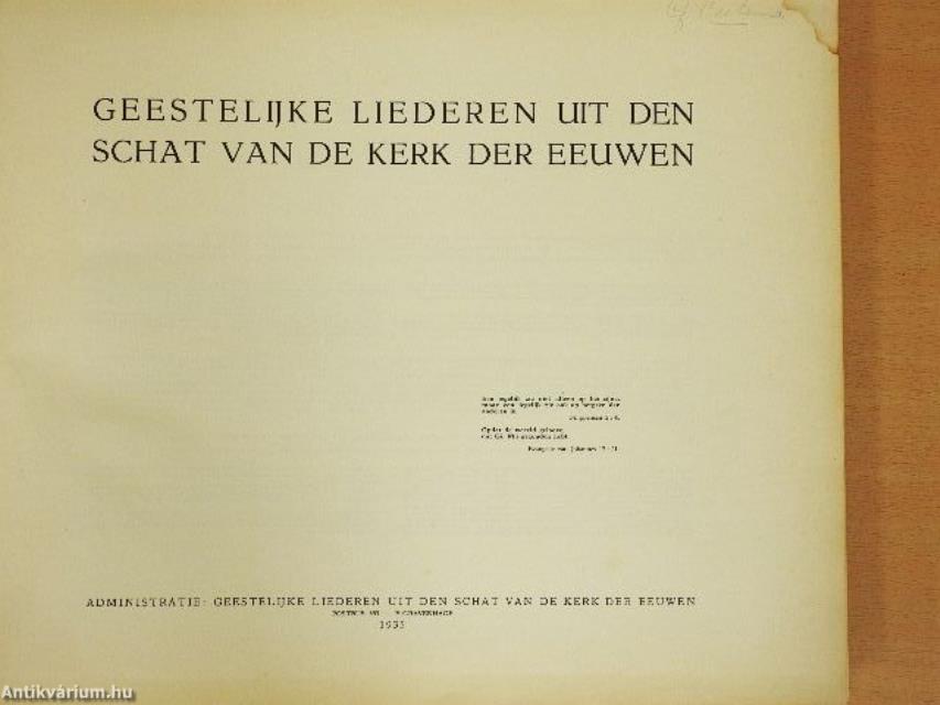 Geestelijke Liederen uit den schat van de Kerk der eeuwen I.