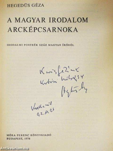 A magyar irodalom arcképcsarnoka (dedikált példány)