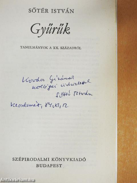 Gyűrűk (dedikált példány)