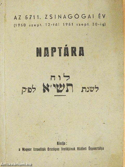 Az 5711. zsinagógai év naptára