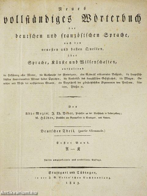 Neues vollständiges Wörterbuch der deutschen und fränzösischen Sprache (gótbetűs)