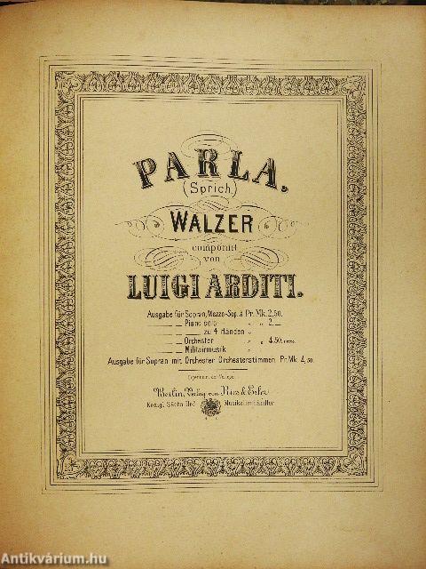 Kották egyedi gyűjteménye keringőkhöz, sanzonokhoz és operákhoz, hangszeres kíséretre és énekhangra