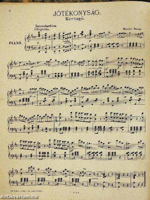 Kották egyedi gyűjteménye keringőkhöz, sanzonokhoz és operákhoz, hangszeres kíséretre és énekhangra