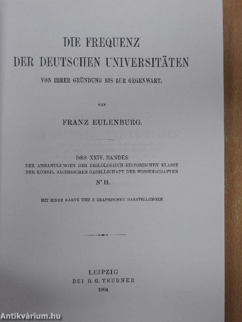 Die Frequenz der deutschen Universitäten von ihrer Gründung bis zur Gegenwart