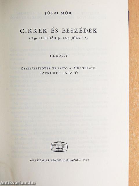 Cikkek és beszédek III.