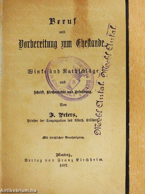 Beruf und Vorbereitung zum Ehestande (gótbetűs)