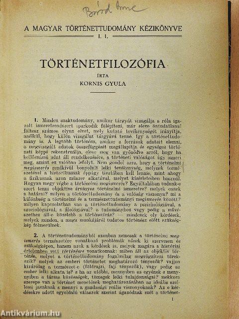 Történetfilozófia I.