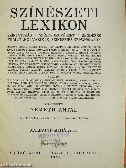 Színészeti lexikon I-II.