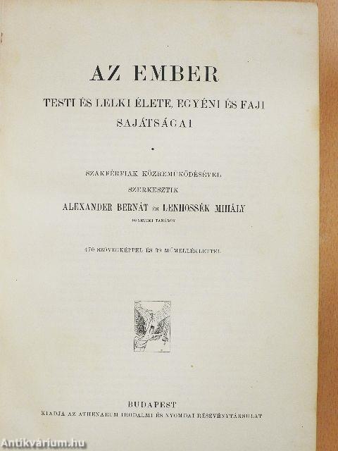 Az ember testi és lelki élete, egyéni és faji sajátságai (rossz állapotú)