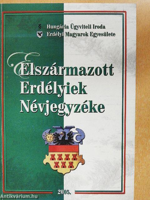 Elszármazott Erdélyiek Névjegyzéke