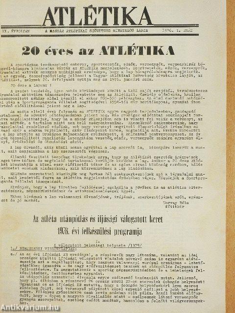 Atlétika 1976. január-december