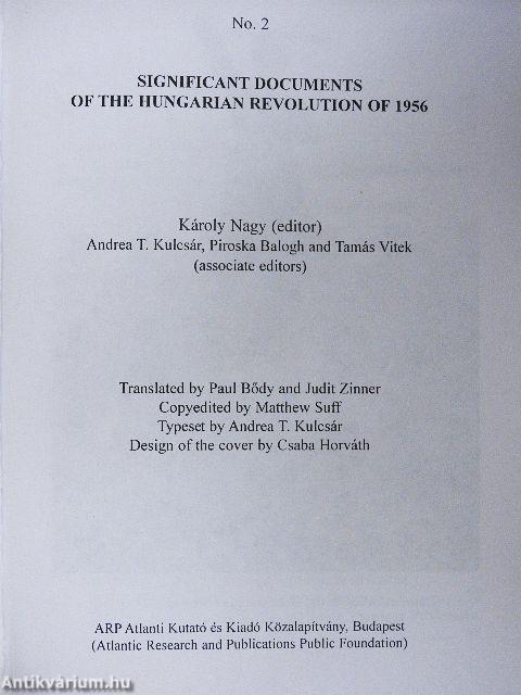 Significant Documents of the Hungarian Revolution of 1956