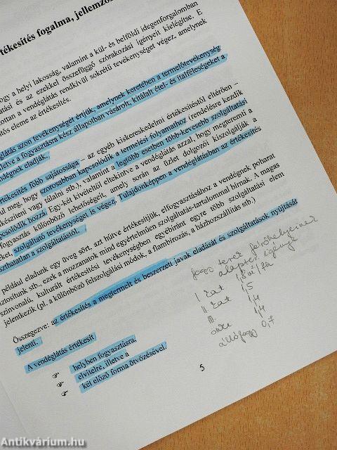 A vendéglátó üzleti tevékenység szervezése és gazdálkodása II.