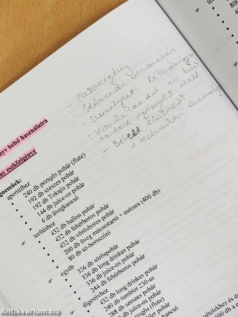 A vendéglátó üzleti tevékenység szervezése és gazdálkodása II.