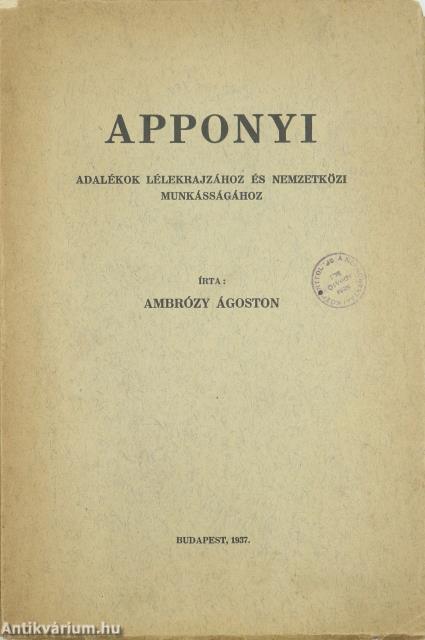 Apponyi (dedikált példány)