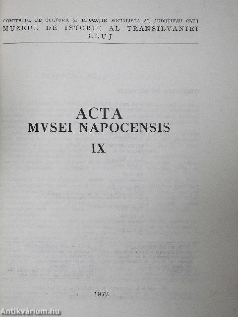 Acta Musei Napocensis IX
