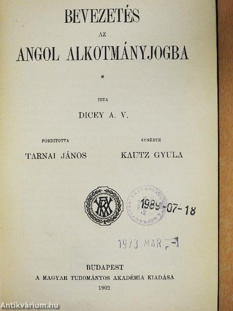 Bevezetés az angol alkotmányjogba