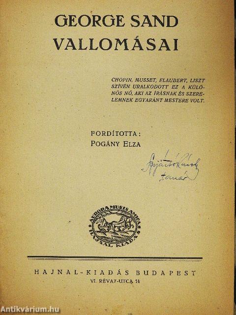 George Sand vallomásai