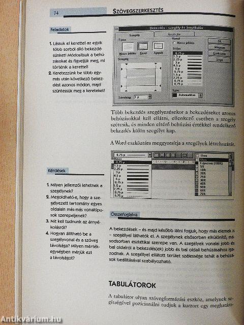 Szövegszerkesztési ismeretek "A"